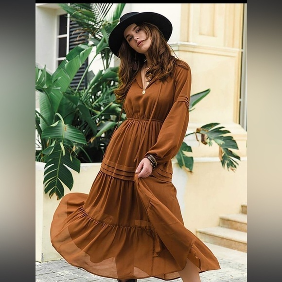 Rusttydustty Lantern Sleeve Flippy Hem Dress size large * - Picture 1 of 16